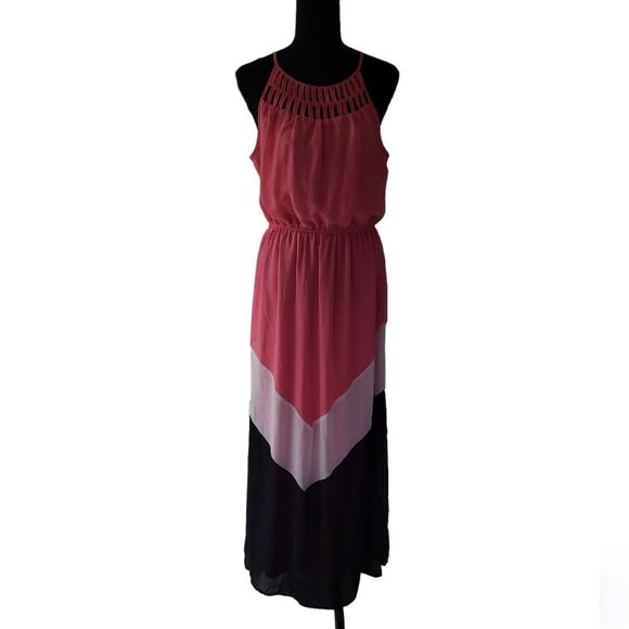 Candie's Dresses & Skirts - EUC Candies women's cut-out colorblock maxi dress, pink/Black/White, Size L